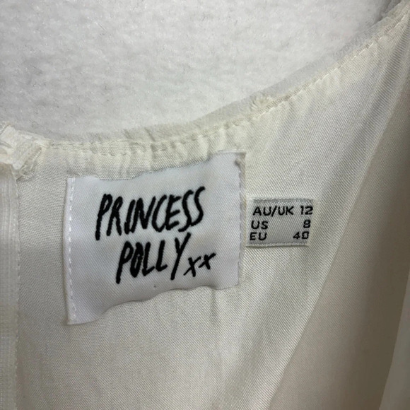 Princess Polly Mikail White Swiss Dot Puff Sleeve Sweetheart Neckline Mini Dress - Picture 6 of 12